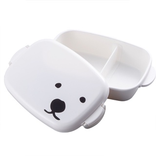 北海道白熊 長型快扣餐盒 分隔設計湯汁不易混合 日本製 550ml 可微波 日本製 便當盒