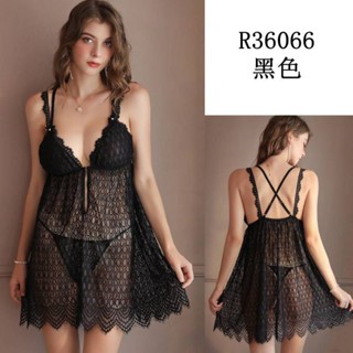🌷蕾妮塔塔🌷 全系列精品/（36066） 柔軟細緻性感網紗小洋裝睡衣贈性感丁字褲