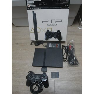二手 盒裝 SONY PS2 PlayStation2 薄機-有改機 配件齊全 附變壓器+AV端子+搖桿*1+記憶卡*1