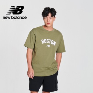【New Balance】 NB 植絨BOSTON短袖上衣_男性_綠色_MT41561DEK