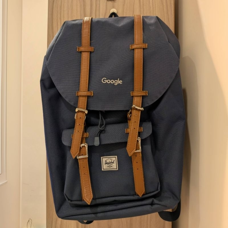 二手九成新 Herschel 大型 Google 帆布後背包 可放15吋筆電