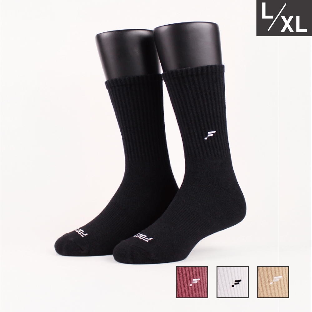 FOOTER 就素單色長襪 除臭襪 運動襪 小腿襪 黑 莓紅 焦糖(男-K185L/XL)