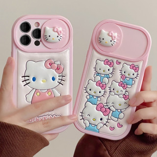Hello Kitty 立體手機殼 推拉鏡頭 適用iPhone 15 12 14 Pro max卡通凱蒂貓i13情侶保護