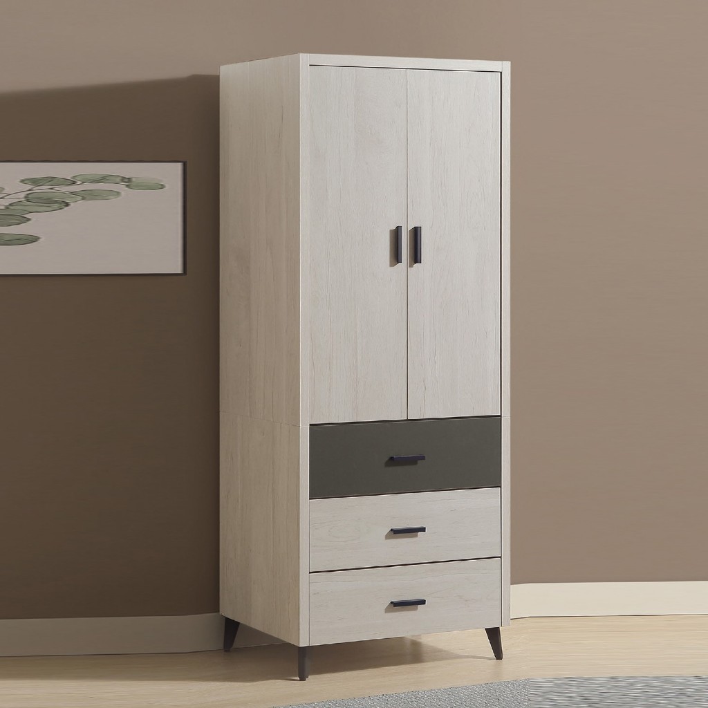 簡約雙色3×7衣櫃 寬80公分 3尺衣櫥 北歐風衣櫃 YD米恩居家生活
