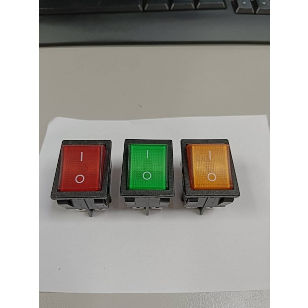 [全台最低] 台灣製造 帶燈開關(黑白框)紅綠黃 三色開關 紅綠黃燈 4P 商用 翹板開關 按鈕 冰箱/冷凍庫 零配件