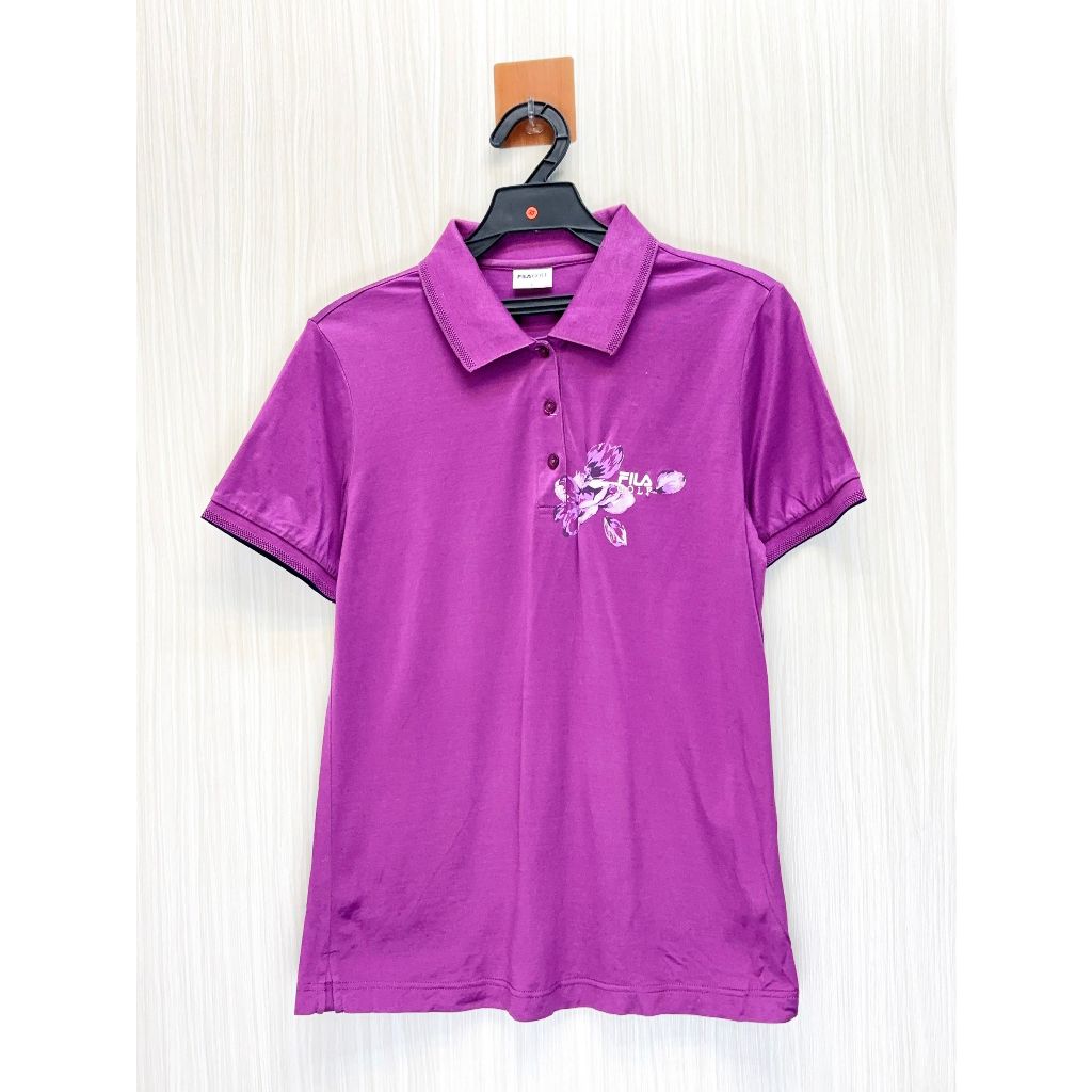 FILA Golf 紫色花朵小Logo純棉Polo衫