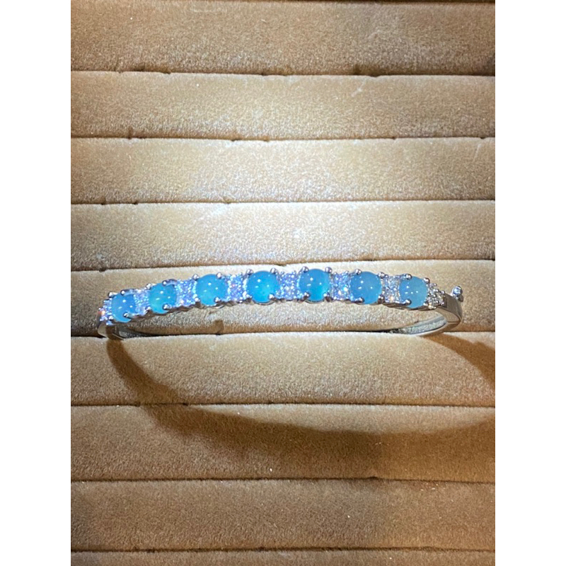 天然緬甸翡翠 藍水冰種手環S925銀（A貨翡翠/藍水/種水/手環）