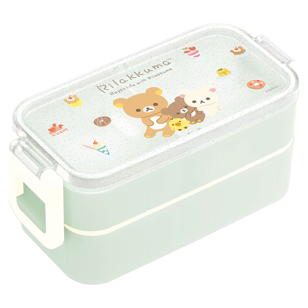 San-X 日本製 拉拉熊 懶懶熊 可微波方型雙扣雙層便當盒 600ml 開學季 甜點 XS84977