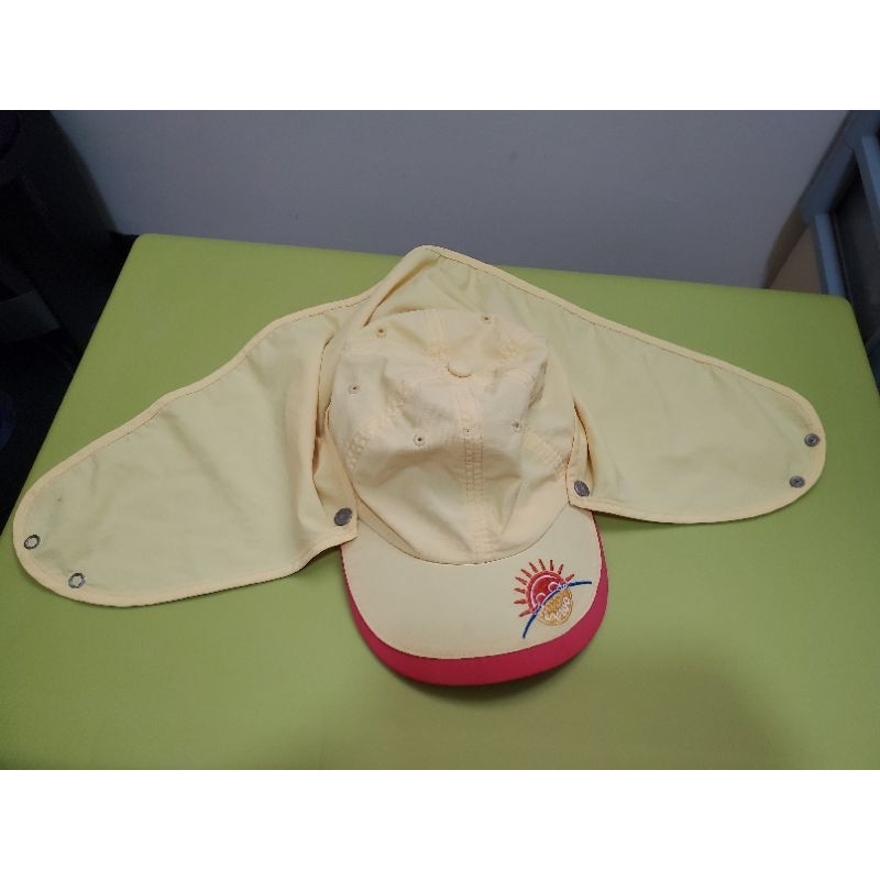 UV100兒童涼感護頸帽黃色遮陽帽
