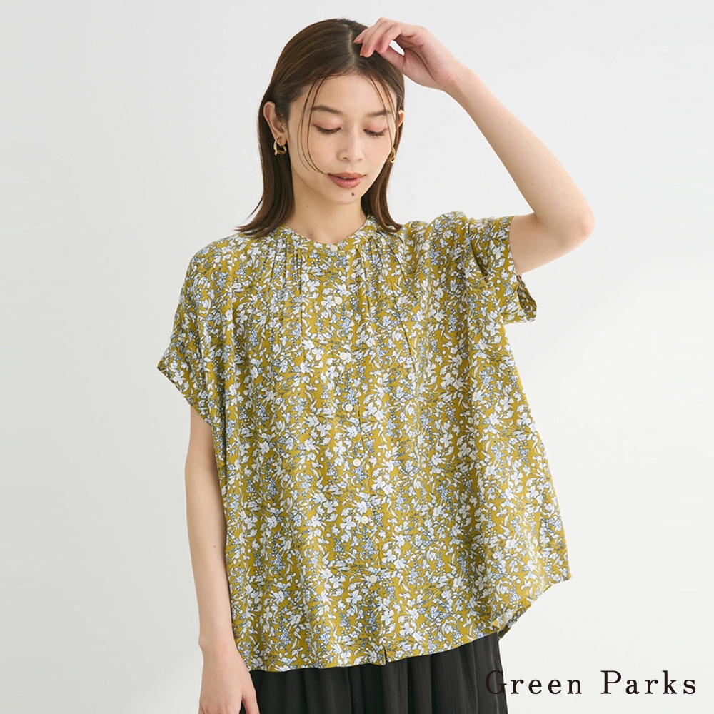 Green Parks 碎花/點點光滑人造絲襯衫(6A46L0A0100)