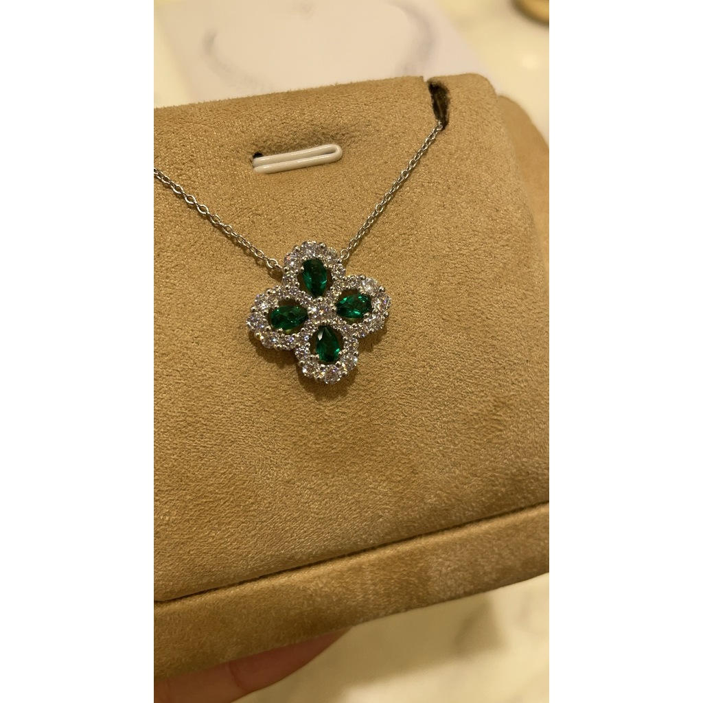 巴黎珠寶💎新品🍀培育祖母綠幸運四葉草項鏈 經典四葉草造型 太適合日常佩戴了