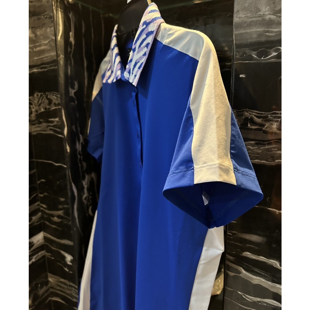 J.Lindeberg🌞Tilda 女生高爾夫塗鴉領短袖polo衫 (藍)