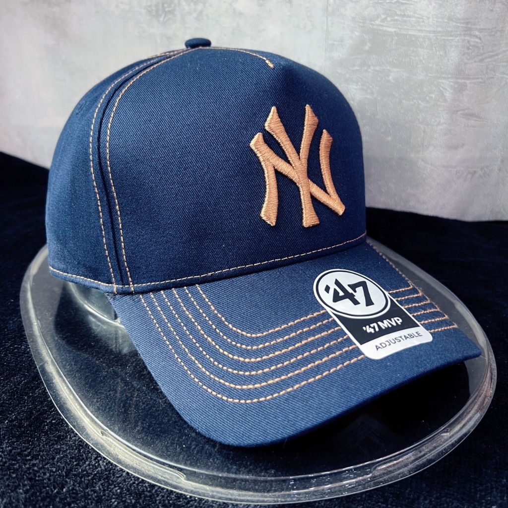 【球衣藏家】NY Yankees 紐約 洋基 單寧藍 47 Brand 可調式 老帽 MLB Dad Hat