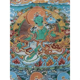 7061西藏傳 老唐卡針織繡佛像非新品 綠度母 西藏綠度母 21度母