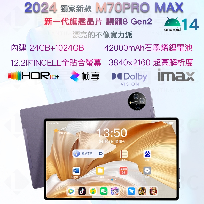 🔥台灣出貨🔥2024獨家M70PRO12寸平板電腦可電競平板5G插卡通話 安卓14兒童學習追劇平板 便宜遊戲平版電腦
