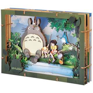 [日本]龍貓_釣魚 木質紙劇場 立體紙模型 手工 摺紙 PAPER THEATER 吉卜力 宮崎駿 豆豆龍 木片