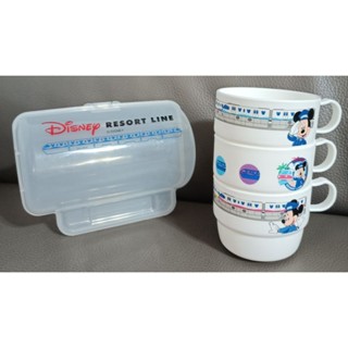 * 限定 日本 Disney 迪士尼 米奇 米妮 迪士尼度假區列車 造型 疊疊樂 造型 水杯 共3個 附 收納盒