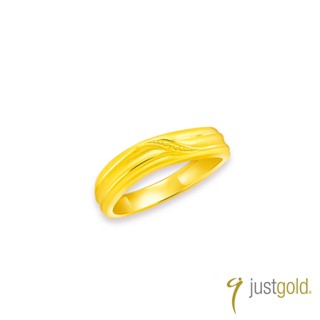 【Just Gold 鎮金店】予愛.彼此一生 黃金對戒(寬版-男戒)