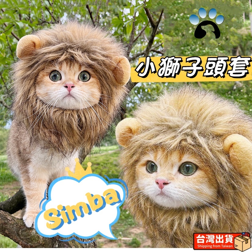 【台灣出貨】 貓咪變獅子頭套 寵物頭套 貓咪頭套 貓咪獅子頭套 寵物帽子 變裝 辛巴 萬聖節 狗頭套 寵物頭套 貓頭套