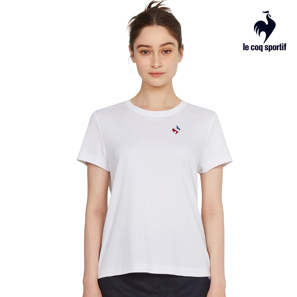【LE COQ SPORTIF 法國公雞】休閒基礎短袖T恤-男女款-白色-LWT23803