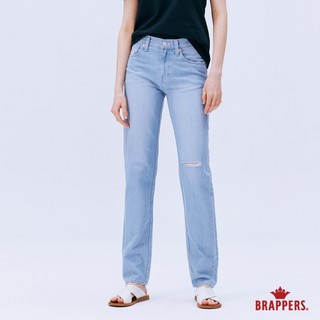 BRAPPERS 女款 Boy friend系列-中腰全棉直筒褲-淺藍