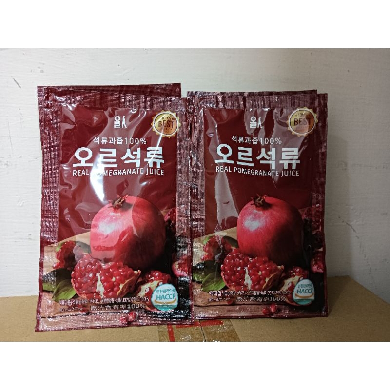 ORIN韓國100%紅石榴汁 20包300元每包80ml 平均一包15元新包裝上市