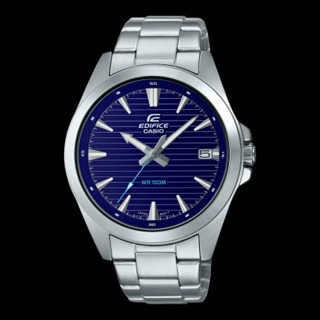 []錶子$行頭[] CASIO EDIFICE 經典三針 簡約運動風 手錶 - 銀X藍 (EFV-140D-2A)