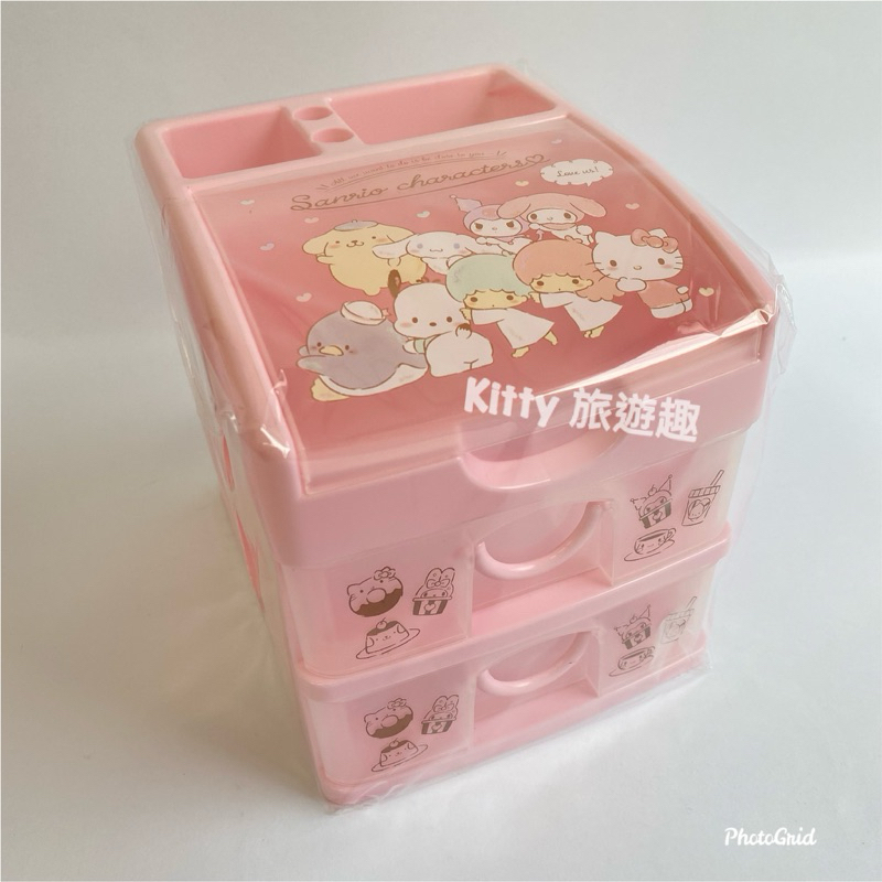[Kitty 旅遊趣] Hello Kitty 桌上型置物櫃 三麗鷗家族 首飾盒 萬用收納盒 抽屜 筆架