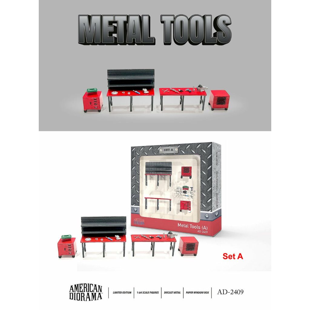 【模例】American Diorama 1/64 Metal Tools Set A 工具組A