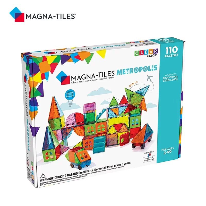 Magna-Tiles 都市磁力積木110片 + 原廠收納箱 二手9成新