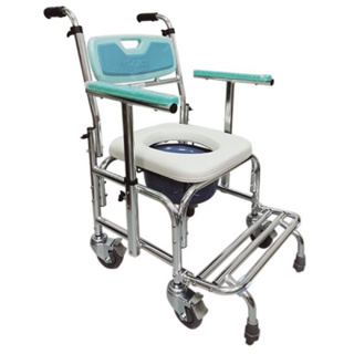 【富士康】折疊馬桶椅 便器椅 洗澡椅 附輪可收合 (綠色)二手 限面交