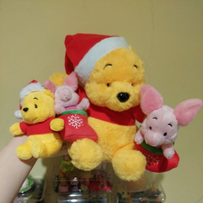 日本迪士尼 小熊維尼 小豬 pooh piglet 聖誕節 吊飾 娃娃