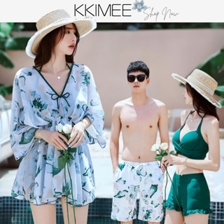 KKimee╭＊【現貨】大尺碼 2XL【情侶裝】罩衫【SG202】 比基尼三件式泳裝 韓款 溫泉 遊泳衣 BIKI