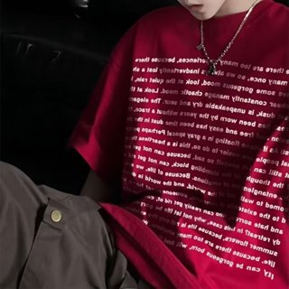 ⚡【M-8XL】港風英文片段印花T恤男士短袖 寬鬆加大碼上衣情侶炒街半袖時尚T恤 Oversize圓領T恤 男女皆宜
