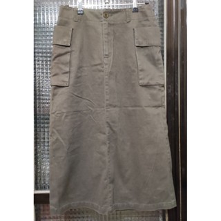 ESPRIT 2手 100%棉 咖啡色牛仔長裙 27腰