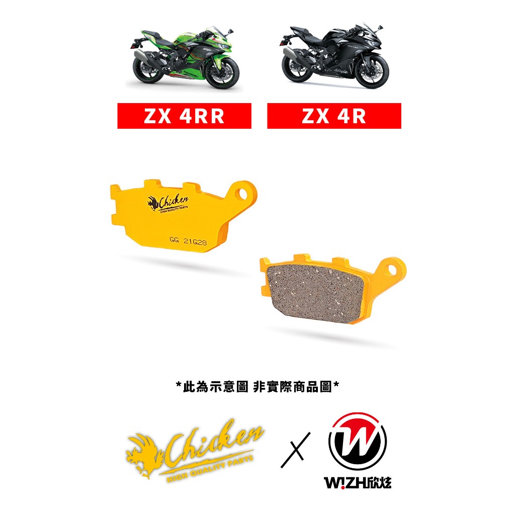 【Chicken雞牌】ZX4R ZX4RR (2023-CY)｜KAWASAKI｜前來令片 後來令片 前煞車皮 後煞車皮