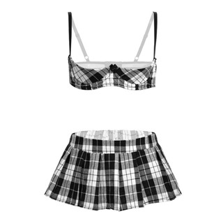 性感學生服 格子 水手服 三點式 性感睡衣 免脫 情趣內衣 開襠 爆乳 情趣衣服 G141