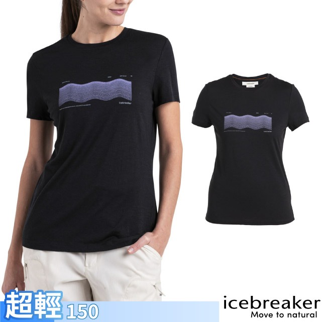 【Icebreaker】女 圓領短袖羊毛排汗衣-150 Tech Lite III 運動T恤_黑_IB0A56YG