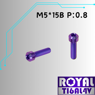 【瘋螺絲】ROYAL 鈦合金螺絲★ M5*15B P:0.8 錐形螺絲★64鈦/正鈦/鈦合金螺絲★出貨附發票★幻彩藍