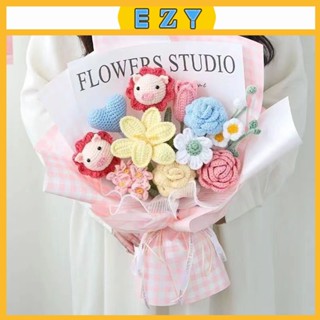[EZY]臺灣出貨 手作材料包 DIY編織 毛線手工 diy 情人節針織 鈎針毛綫 玫瑰鬱金香花束 手工材料包生日禮物