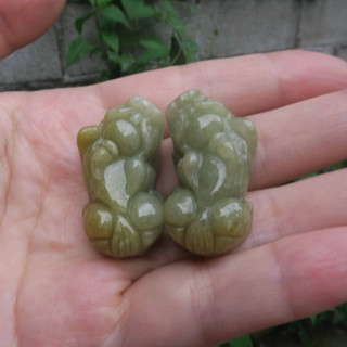 Coco緬甸玉 招財黃翡色貔貅擺件一對 水頭飽滿 翡翠a貨附證書 現貨在臺北市