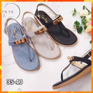 TATA【現貨➕預購】💯大尺碼35-41💯MITHJ臺灣製夾腳鎖頭裝飾涼鞋女鞋平底女生涼鞋女款休閒夾腳露趾