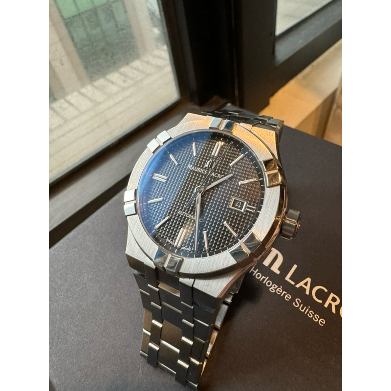 Maurice Laceoix 艾美Aikon AI6008 42mm黑面 鋼帶+膠帶 瑞士機械錶 自動上鍊