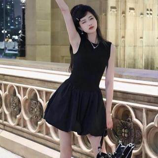 衣時尚 短袖洋裝 小黑裙 背心裙 S-XL 新款設計感無袖背心連身裙法式赫本氣質拼接蓬蓬短裙4F120-9991.