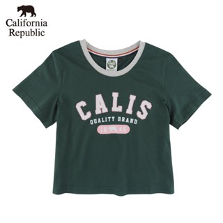 CALIFORNIA｜CALIS 1846拼接圓領短版純棉TEE(女)