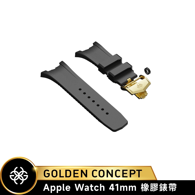 Golden Concept Apple Watch 41mm 黑色橡膠錶帶 金色錶扣 SPIII41-BK-G