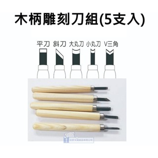 Midori小商店 ▎ 巨匠 木柄雕刻刀組(5支入)→Ｔ７０３７５０