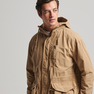 【Superdry】 男裝 休閒外套 軍裝夾克 Vintage Hooded Deck 棕褐