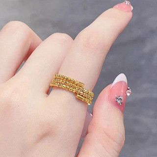 [Hi rosé!]現貨！蹦迪戒指女款越南砂金時尚爆閃金珠細圈彈力記憶開口指環 高質感鍍砂金鍍沙金戒指 黃金 結婚 訂婚