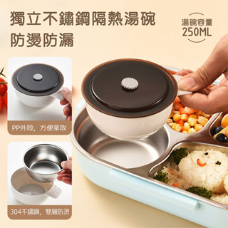 PREMIUM皇家｜316不鏽鋼｜分隔保溫｜可微波四格便當盒｜附不鏽鋼餐具｜雙層湯碗｜二入組